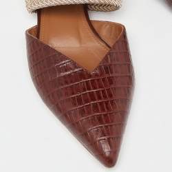 Pre Owned Malone Souliers Brown Croc Embossed Maisie Sandals Size 36