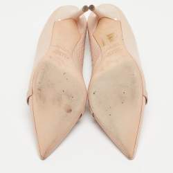 Pre Owned Malone Souliers Blush Pink Croc Embossed Leather Rina Pumps Size 38