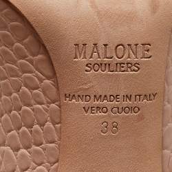 Pre Owned Malone Souliers Blush Pink Croc Embossed Leather Rina Pumps Size 38