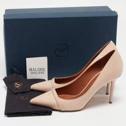 Pre Owned Malone Souliers Blush Pink Croc Embossed Leather Rina Pumps Size 38