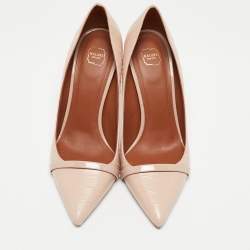 Pre Owned Malone Souliers Blush Pink Croc Embossed Leather Rina Pumps Size 38