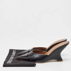Pre Owned Malone Souliers Black Leather Wedge Mules Size 41