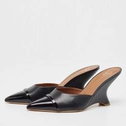 Pre Owned Malone Souliers Black Leather Wedge Mules Size 41