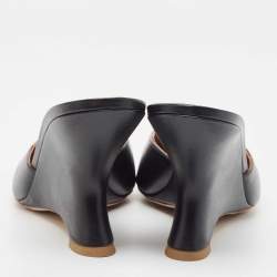 Pre Owned Malone Souliers Black Leather Wedge Mules Size 41