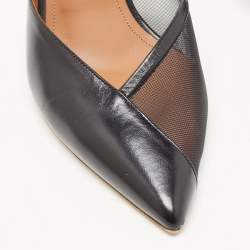 Pre Owned Malone Souliers Black Mesh and Leather Vita Mules Size 41