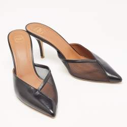 Pre Owned Malone Souliers Black Mesh and Leather Vita Mules Size 41