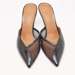 Pre Owned Malone Souliers Black Mesh and Leather Vita Mules Size 41