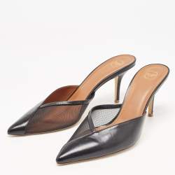 Pre Owned Malone Souliers Black Mesh and Leather Vita Mules Size 41