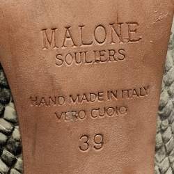 Pre Owned Malone Souliers Grey/Black Python Embossed Leather Maureen Mules Size 39