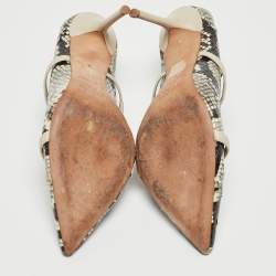 Pre Owned Malone Souliers Grey/Black Python Embossed Leather Maureen Mules Size 39