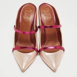Malone Souliers Metallic Pink Leather Maureen Mules Size 37