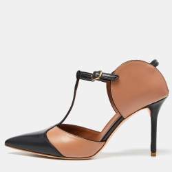 Pre Owned Malone Souliers Beige/Black Leather Imogen Mules Size 39