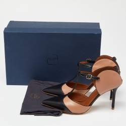 Pre Owned Malone Souliers Beige/Black Leather Imogen Mules Size 39