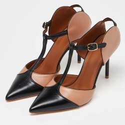 Pre Owned Malone Souliers Beige/Black Leather Imogen Mules Size 39