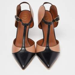 Pre Owned Malone Souliers Beige/Black Leather Imogen Mules Size 39