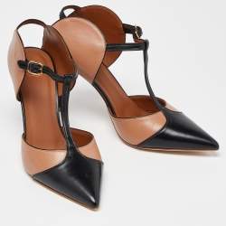 Pre Owned Malone Souliers Beige/Black Leather Imogen Mules Size 39