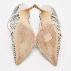 Pre Owned Malone Souliers Grey Python Leather Maureen Sandals Size 36