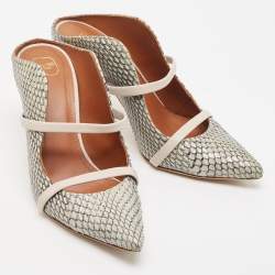 Pre Owned Malone Souliers Grey Python Leather Maureen Sandals Size 36