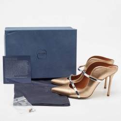 Pre Owned Malone Souliers  Metallic Gold Leather Maureen Pumps Size 40