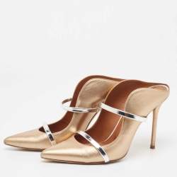 Pre Owned Malone Souliers  Metallic Gold Leather Maureen Pumps Size 40
