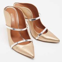 Pre Owned Malone Souliers  Metallic Gold Leather Maureen Pumps Size 40