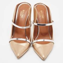 Pre Owned Malone Souliers  Metallic Gold Leather Maureen Pumps Size 40
