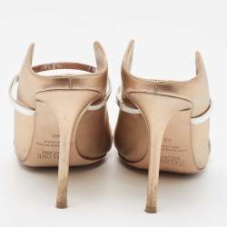 Pre Owned Malone Souliers  Metallic Gold Leather Maureen Pumps Size 40
