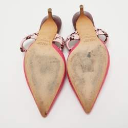 Pre Owned Malone Souliers Pink Woven Raffia Maisie Mules Size 41