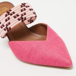 Pre Owned Malone Souliers Pink Woven Raffia Maisie Mules Size 41