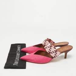 Pre Owned Malone Souliers Pink Woven Raffia Maisie Mules Size 41