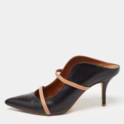 Pre Owned Malone Souliers Black/Beige Leather Maureen Sandals Size 40.5
