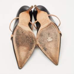 Pre Owned Malone Souliers Black/Beige Leather Maureen Sandals Size 40.5