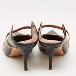 Pre Owned Malone Souliers Black/Beige Leather Maureen Sandals Size 40.5