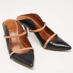 Pre Owned Malone Souliers Black/Beige Leather Maureen Sandals Size 40.5