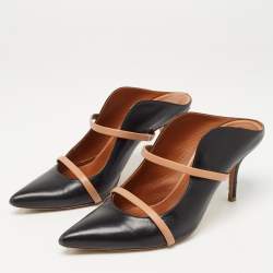Pre Owned Malone Souliers Black/Beige Leather Maureen Sandals Size 40.5