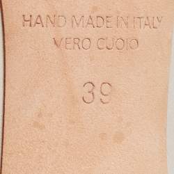 Pre Owned Malone Souliers Grey/Neon Green Leather and Patent Maureen Mules Size 39