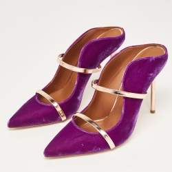 Malone Souliers Purple Velvet Maureen Mules Size 40.5 