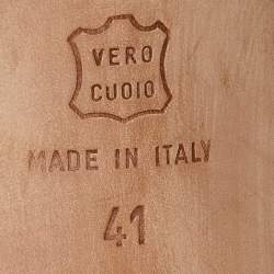 Pre Owned Manolo Blahnik Beige Woven Leather Ankle Strap Sandals Size 41