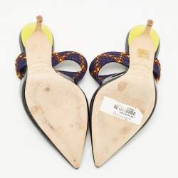 Pre Owned Malone Souliers Black/Purple Patent Leather and Chord Maisie Kitten-Heel Sandals Size 41