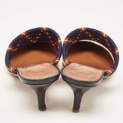 Pre Owned Malone Souliers Gold Leather And Canvas Maisie Sandals Size 40.5