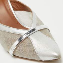 Malone Souliers Silver Leather and Mesh Bobbi Mules Size 38