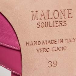 Pre Owned Malone Souliers Pink Patent and Leather Jake Mules Size 39