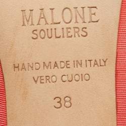 Pre Owned Malone Souliers Peach Pink Fabric Victoria Mules Size 38