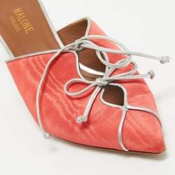 Pre Owned Malone Souliers Peach Pink Fabric Victoria Mules Size 38