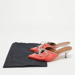 Pre Owned Malone Souliers Peach Pink Fabric Victoria Mules Size 38