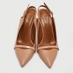 Pre Owned Malone Souliers Nude Leather Maureen Slingback Pumps Size 39
