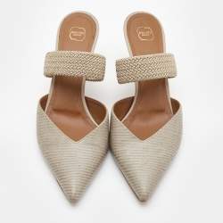 Pre Owned Malone Souliers Grey Lizard Embossed Leather Maisie Pointed Toe Mules Size 40.5