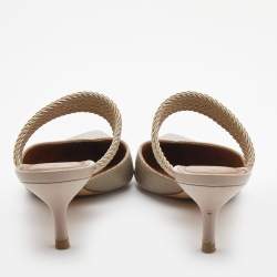 Pre Owned Malone Souliers Grey Lizard Embossed Leather Maisie Pointed Toe Mules Size 40.5