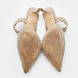 Pre Owned Malone Souliers Grey Lizard Embossed Leather Maisie Pointed Toe Mules Size 40.5