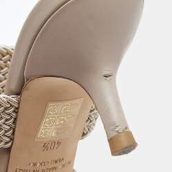 Pre Owned Malone Souliers Grey Lizard Embossed Leather Maisie Pointed Toe Mules Size 40.5